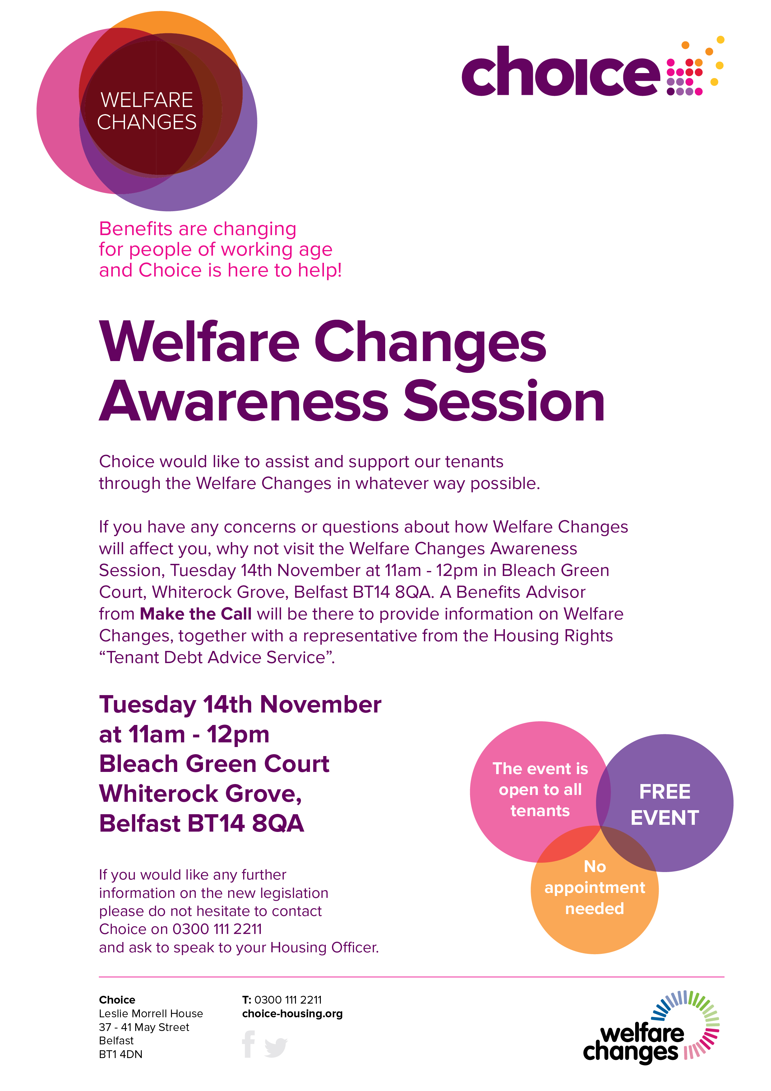 Welfare Changes Awareness Session Bleach Green Court
